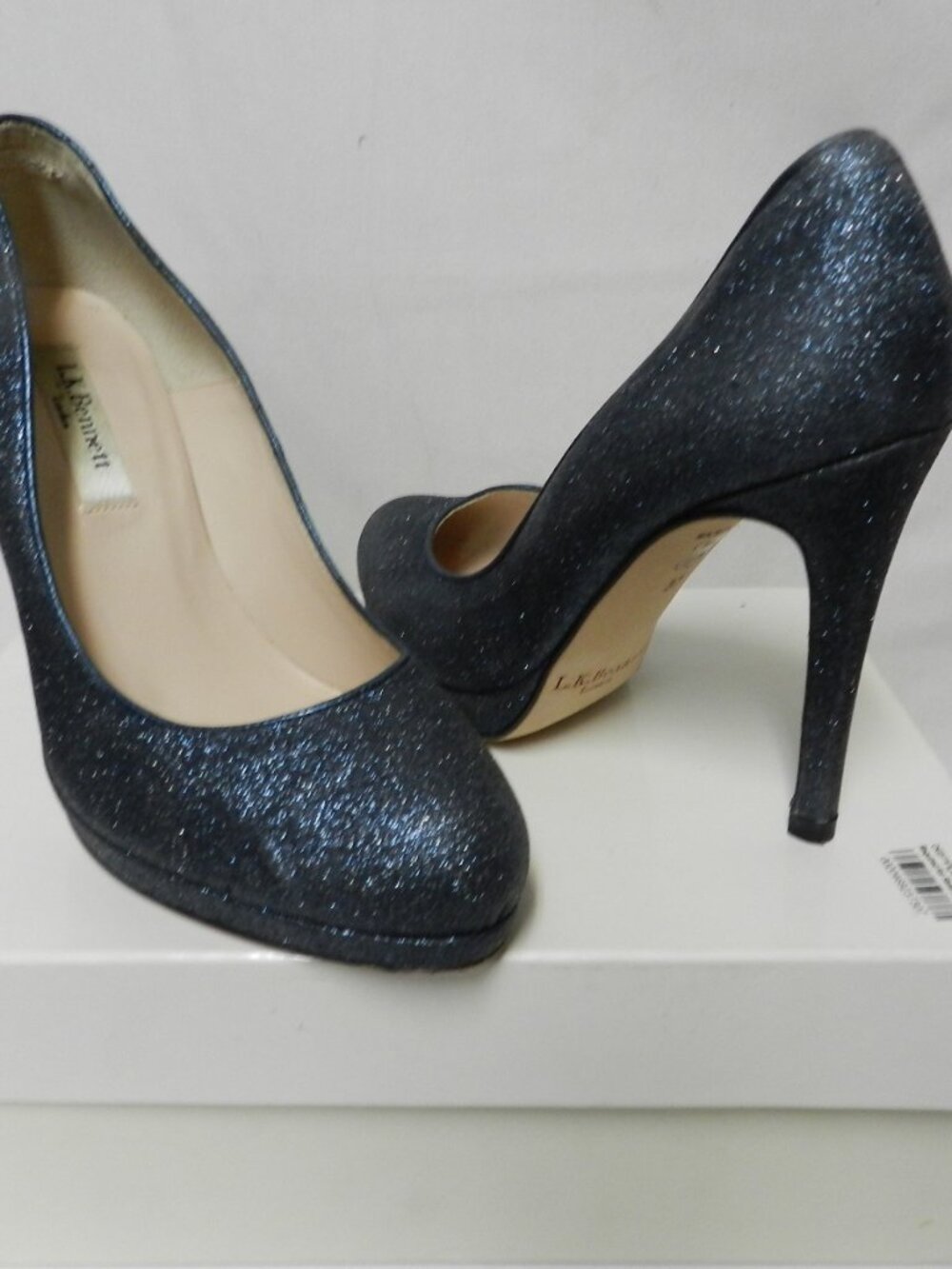 LK Bennett Sledge Glitter Sparkle Pump Occasion blue w/ Box Spain Size 37 US 7